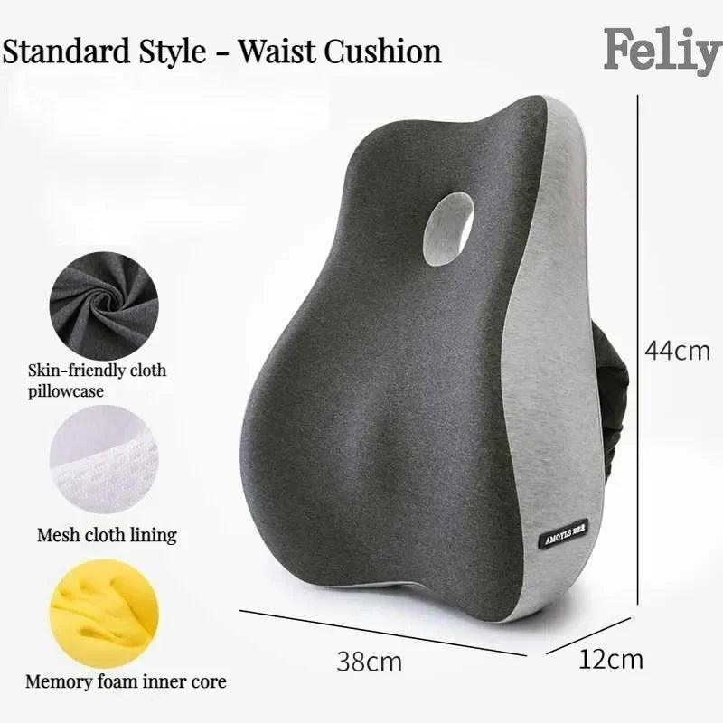 Memory Foam Office Chair Cushion Car Seat Support Waist Pillow Massage Lumbar Orthopedic Pillow Buttock Coccyx Cushion Back Pads - JZ collection