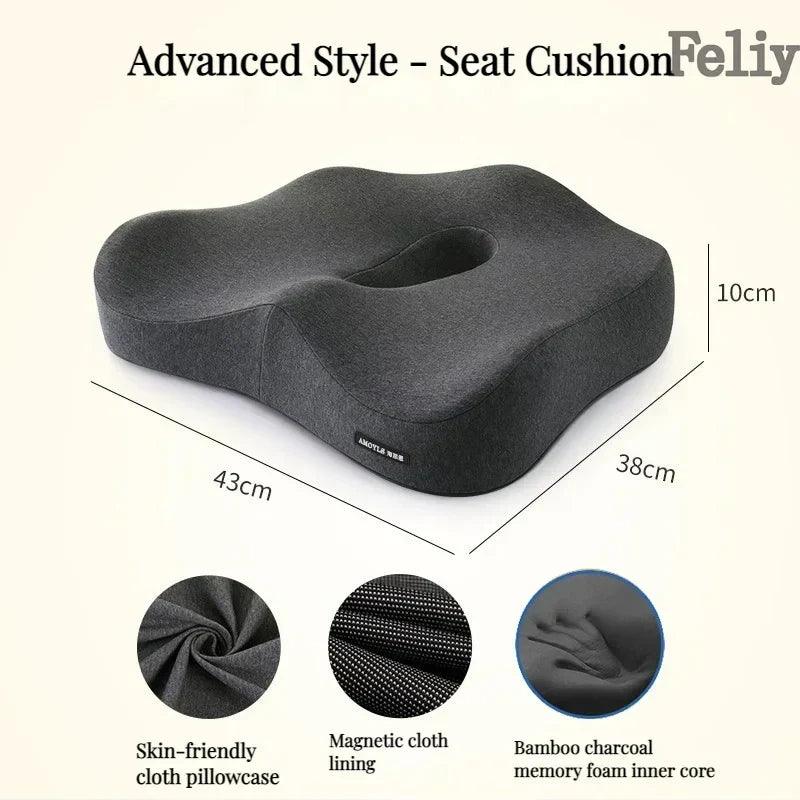 Memory Foam Office Chair Cushion Car Seat Support Waist Pillow Massage Lumbar Orthopedic Pillow Buttock Coccyx Cushion Back Pads - JZ collection