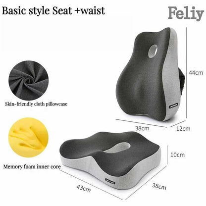 Memory Foam Office Chair Cushion Car Seat Support Waist Pillow Massage Lumbar Orthopedic Pillow Buttock Coccyx Cushion Back Pads - JZ collection