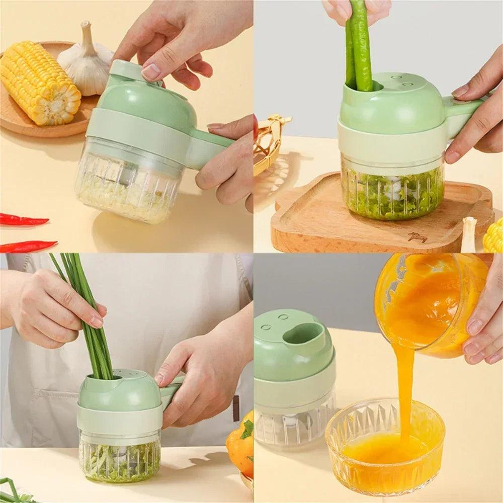 Multifunctional 4 In1 Electric Vegetable Cutter Slicer Garlic Mud Masher Garlic Chopper Cutting Pressing Mixer Food Slice - JZ collection