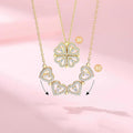 Heart Shaped Four Leaf Clover Pendant Necklace Silver Gold Jewelry Zircon Women Love Clavicle Chain Gifts Openable ChokerJewelry - JZ collection