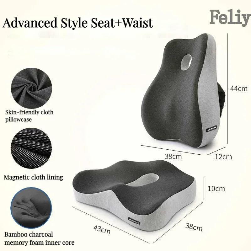 Memory Foam Office Chair Cushion Car Seat Support Waist Pillow Massage Lumbar Orthopedic Pillow Buttock Coccyx Cushion Back Pads - JZ collection