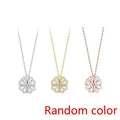 Heart Shaped Four Leaf Clover Pendant Necklace Silver Gold Jewelry Zircon Women Love Clavicle Chain Gifts Openable ChokerJewelry - JZ collection