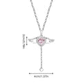 Angel Wings Necklace | Pink Heart Angel Wings Cross Necklace | Titanium Steel Moving Angel Wings Pendant Heart Crystal Necklace - JZ collection