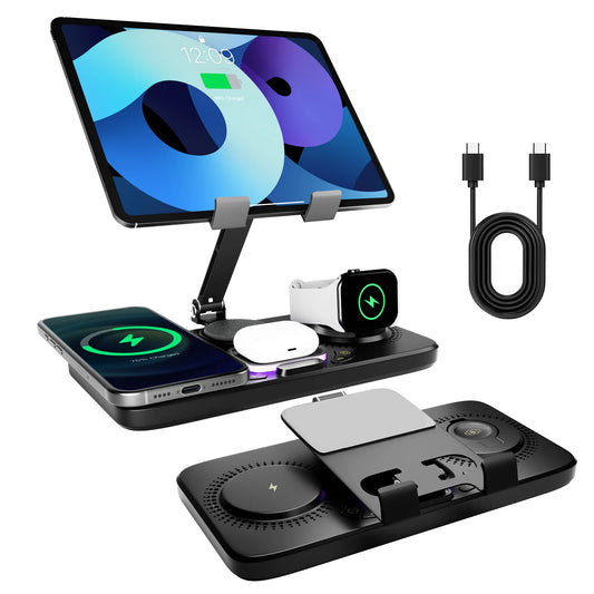 7-in-1 Wireless Charging Station – Multi-Device Fast Charging Stand with Night Light & Clock