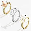 SMJEL Fidget Spinner Ring Anxiety for Women Multiple Crystal Flower Eye Butterfly Animal Ring Rotate Anti Stress Wedding Jewerly - JZ collection