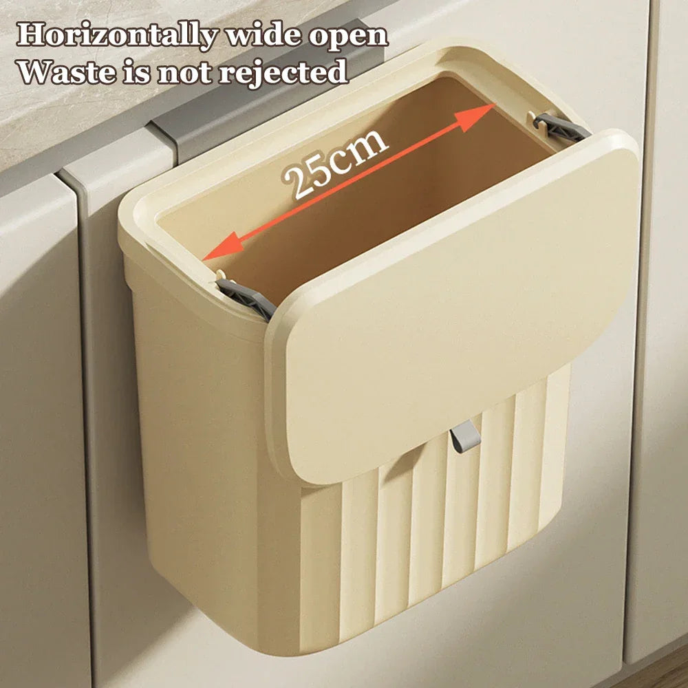 Kitchen Trash Can Wall Mounted Hanging Trash Bin With Lid Garbage Can for Cabinet Under Sink Waste Garbage Compost Bin 8.5/12L