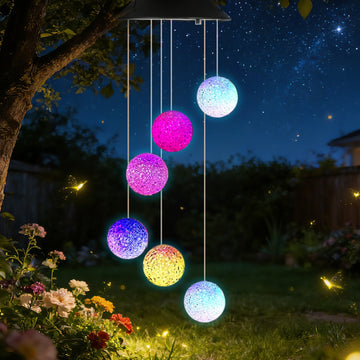 1Pc Solar Ball Wind Chime 7 Color Changing Wind Chime For Outside