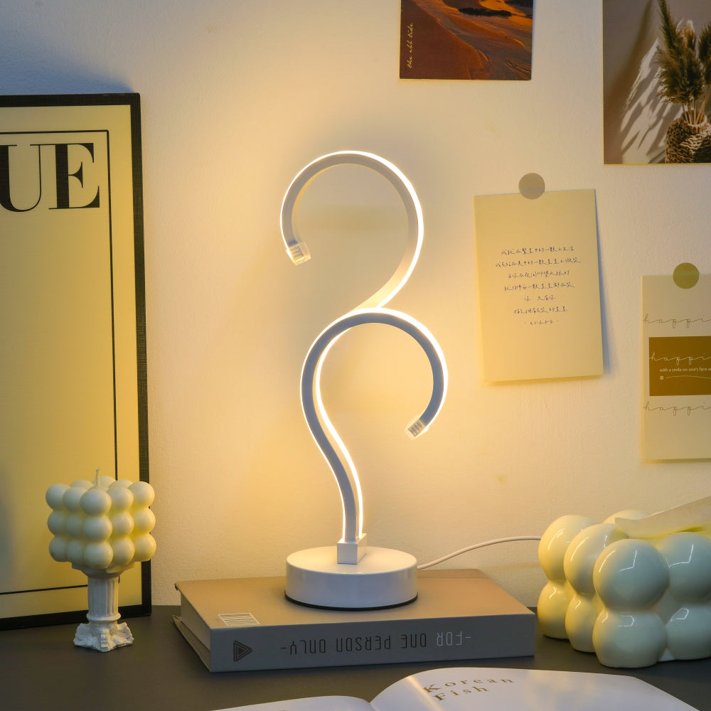 Creative Double Question Mark Elegant White Desktop Lamp